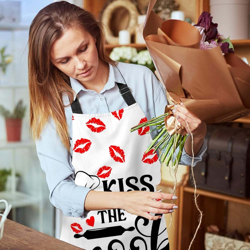 Xuwenz Kiss The Cook Bib Apron with Adjustable Neck for