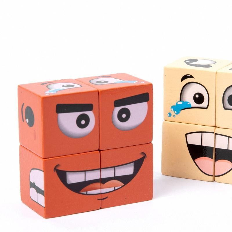 Face Changing Building Blocks Puzzle Game Wooden Cube Board Game:_Face