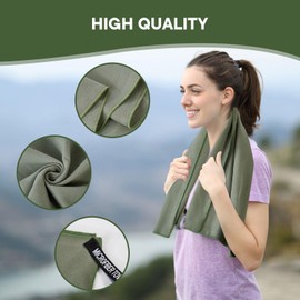 Rorola Microfiber Camping Towel, Travel Towel, Quick Dry Towel, Beach Towel, Lightweight Towels [2-Pack] for Gym Sport Yoga Golf Camping Swimming Hiking Backpacking, Set 30*60'' & 16*32''Army Green