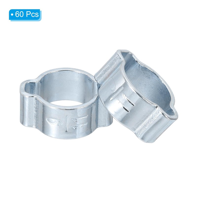 PATIKIL 60 Pack 9-11mm Double Ear Hose Clamp, Galvanized Steel