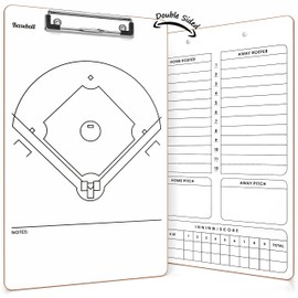 Scribbledo Baseball Dry Erase Board for Coaches 15x9 Inch Double Sided Baseball Lineup Board Whiteboard Coaching Accessories Equipment Softball Accessories The Baseball Score Keeping Book