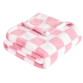 Yurhap Yurhap Checkered Baby Blanket for Girls Pink Fleece Baby Blankets for Girls Boys, Warmer Comfort Lightweight Bed Blanket for Toddlers Infants or Newborn, 30'x40', Pink