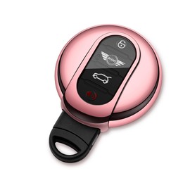 Tengare Car Key Fob Cover Compatible with Mini Cooper Key Case Pink Protector Keychain Holder