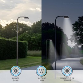 TORCHSTAR 11.81Inch 100W LED Barn Light, 120-277V Dusk to Dawn Area Lights with Photocell, Outdoor Security Flood Lighting, ETL Listed, IP65 Waterproof, Aluminum, Garage, Yard, 5000K Daylight, Bronze