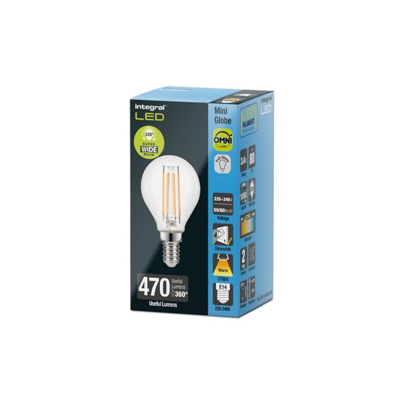 Integral ILGOLFE14D060 3.4w Filament LED Golf Ball, dimmable, 2700K, E14,