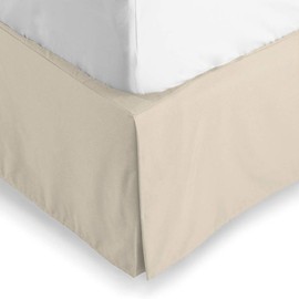 Bare Home Pleated Full Bed Skirt - 15-Inch Tailored Drop Easy Fit - Bed Skirt for Full Beds - Center & Corner Pleats (Full, Sand)