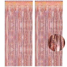 GREATRIL Rose Gold Tinsel Curtain Glitter, Women’s Party Curtains, Photo Wall Background, Film, Fringe Streamers, Party Decoration for Stag Night, Birthday, Bachelorette, New Year's Eve Party