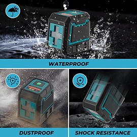 Nivel Laser, Nivel Laser Autonivelante con Linea Vertical y Horizontal, IP54 Nivelador Laser con Linea Verde Cruzada, Nivelador 100ft con Ajuste del  