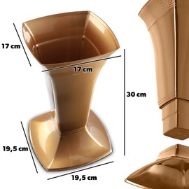 KADAX Grave Vase with Base, Plastic Cemetery Vase, Flower Vase for Gravestone, Grave Decoration, Grave Ornament, Grave Stake Vase, Standing Vase for the Grave (Gold/Low)