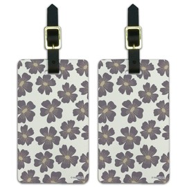 Gray Flowers Luggage ID Tags Suitcase Carry-On Cards - Set of 2