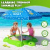 HYES Turtle Sandbox with Lid, Sand Pit with Adjustable Umbrella