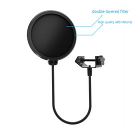 ZONADAH Microphone Pop Filter and Foam Mic Cover, Rotating Double Layer Noise Insulation 360° Microphone Pop Filter Windshield for Streaming, Online Meetings, Media Videos, Videography