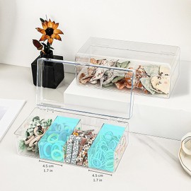 JessLab Organizador de Accesorios para el Pelo, Caja de Acrílico con Divisores para Horquillas Scrunchies y Lazos, Almacenamiento Apilable para Baño Dormitorio o Tocador, 1 Compartimento