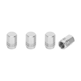 A ABSOPRO Tire Valve Stem Caps 10x16MM Car Wheel Valve Cap Aluminum Alloy Silver Tone for Car Bike Motorcycle Truck Anti Crash Tyre Valve Stem Cover Valve Dust Cap 4 Pcs
