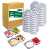 20 Sets Disposable Condiment Container with Lid, Double Compartment Plastic