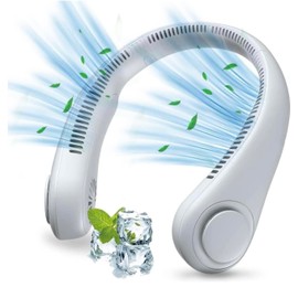 Portable Neck Fan Rechargeable - Personal Cooling Device,Neck Fan,Handheld Mini Fan, Neck Coolers for Hot Weather, Neck Fans that blow cold air- Travel Hand Held Fan & Personal Air Conditioner (White)