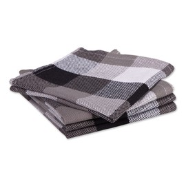 DII Tri-Color Check Collection Kitchen, Dishcloth Set, Black, 4 Piece