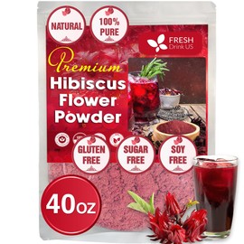FreshDrinkUS, Premium 40oz Hibiscus Flower Powder, 100% Natural and Pure from Hibiscus Flowers, Natural Food Coloring, Hibiscus Flowers Tea, No Additives, No Gluten, No Sugar, Vegan