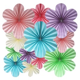 BestoFun 12 PCS Paper Flowers Fans Pastel Party Decorations Paper Flowers Decorations for Wall Girl Groovy Birthday Baby Shower Wedding Bachelorette Room Hanging Décor