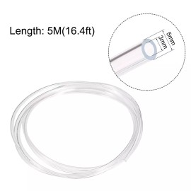 TOP-VIGOR 3mm(0.12") ID 5mm(0.19") OD PVC Clear Vinyl Tubing, 5M(16.4ft) Leng...