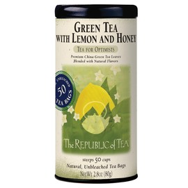 The Republic of Tea – Green Tea with Lemon and Honey Tea Bags, Low Caffeine, 50 Servings
