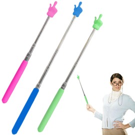 DSFSAEG 3 Pcs Telescopic Teachers Pointer, Extendable Pointer Finger Pointer Stick, Finger Shape Extendable Stick For Elementary School Kindergarten Teacher, Classroom Supplies(Blue, Pink, Green)