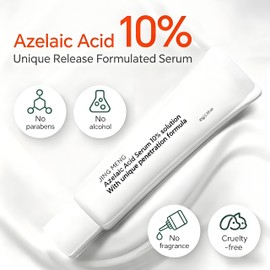 JING MENG 10% Azelaic Acid Serum for Face, Helps Improve Uneven Skin Tone & Dark Spots, Skincare for Woman, Smooth & Hydrating Facial Serum for Sensitive Skin, 1oz