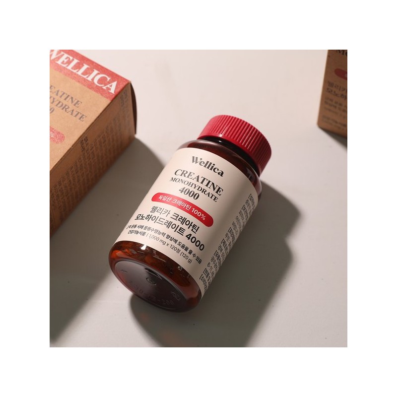 Wellika 웰리카 크레아틴 모노하이드레이트 헬스 부스터 운동전 보충제 1000mg X
