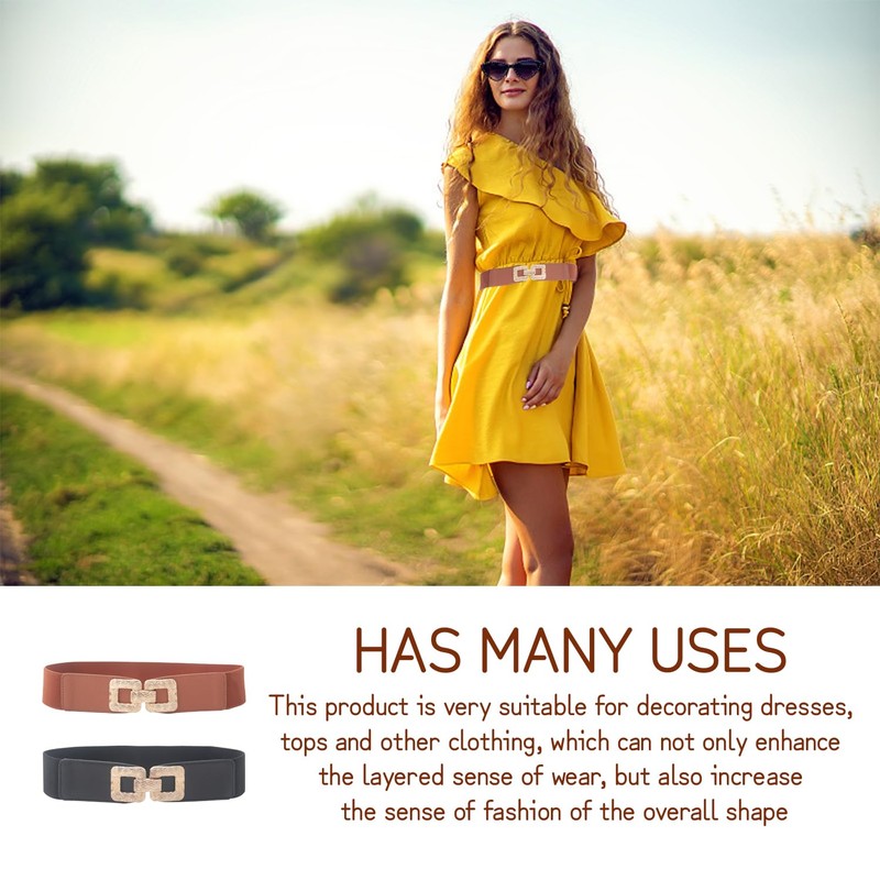 2 Pieces Simple Belts, Wide Belts For Women, Elastic Belts,
