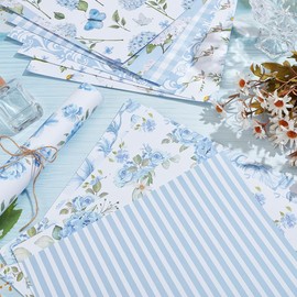 PLIGREAT 24 Sheets Hydrangea Pattern Scrapbook Paper, Light Blue Flower Double Sided Decorative Craft Paper for DIY Card Making Photo Album Journal Decor DIY Background, 30x30cm