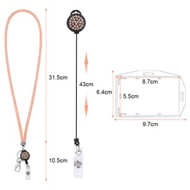 Vicloon Lanyard with Card Holder, Crystal Lanyard Necklace with Transparent ID Card Holder, ID Card Holder, Badge Kit for Key Chain and ID