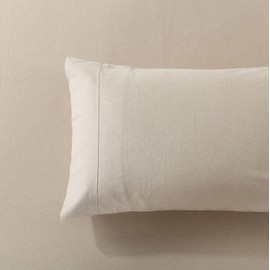 Royal Tradition Belgian Flax Linen and Cotton Blend Pillow Cases, Pre-Washed Linen Cotton, Breathable Percale Weave 150 GSM, 2pc Pillowcase Set (Standard Size, Linen)