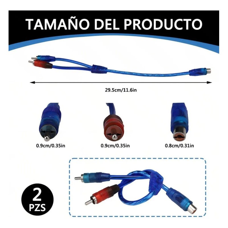 2pzs Cable Y Rca 2 Machos A 1 Hembra Profesional