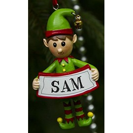 Boxer Gifts Sam Elf Christmas Tree Decoration | Xmas Bauble Ornament Gift | One for The Whole Family, Ceramic, Multi-Colour, 8 x 4.5 x 2 cm