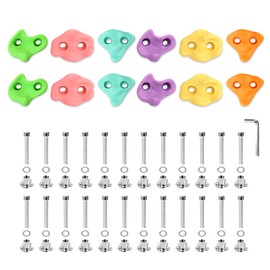 TOPNEW 12PCS Climbing Holds for Kids, Rock Wall Climbing Kit with Hardware for Indoor and Outdoor Climbing Wall, Pastel Color