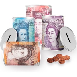 2 X £50 Sterling Bank Note MONEY TIN -Piggy Bank, Coin Tin, Cash Tin, Savings Tin, Money Box, Birthday Money, Holiday & Christmas Fund (Set of 2)