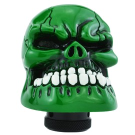 Temzzer Skull Resin Car Gear Shift Lever Handle Heavy Shiny Transmission Gear Shifter Knob for Most Manual Automotive Vehicles (Green)