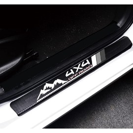 MAXDOOL 4Pcs Door Sill Protector Reflective 4D Carbon Fiber Sticker Decoration Door Entry Guard Accessories fit for 4x4 Offroad Toyota Tacoma TRD 4Runner Tundra Rav4 Highlander Sequoia (White)