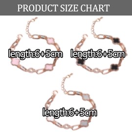 DKDDSSS 3 Pcs Lucky Leaf Bracelet, Four-Leaf Clover Bracelet, Four-Leaf Clover Jewellery Set for Women Girls, Four Leaf Clover Bracelet, Lucky Leaf Jewelry, Simple Design Style (Black+White+Pink)