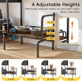Tivray Elevated Dog Bowl Stand, Adjustable Raised Dog Stand, Pet Feeding Station Cabinet with Storage Organizer, Large Toy Bin Basket, Lifted Food and Water Bowl Holder for Large Medium Small Breed