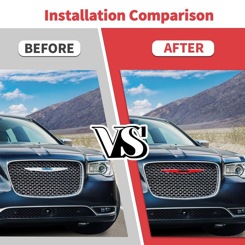 Jimen Fit for Chrysler 300/300C 2015-2023, 2PCS Front Grille Emblem