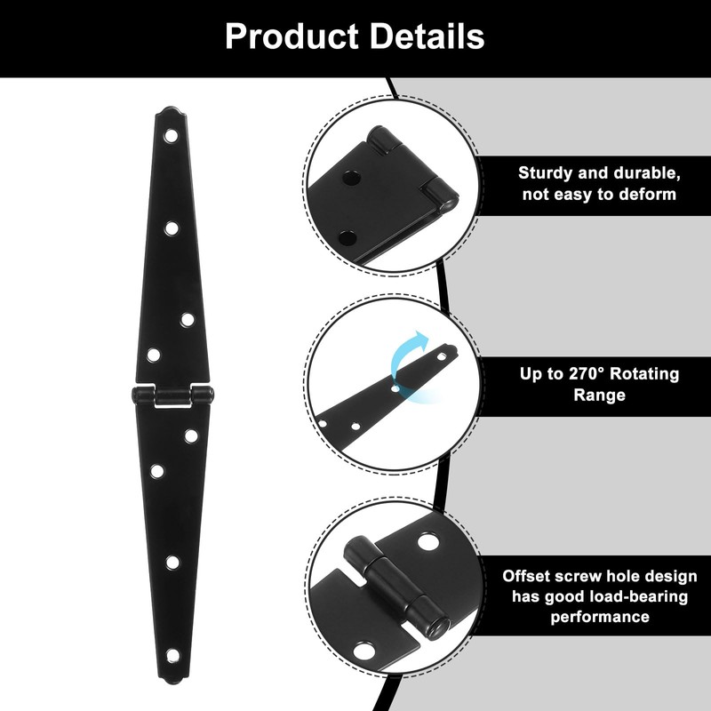 sourcing map 2Pcs Strap Hinges, 5 Inch Shed Door Hinges