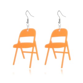 Funny Fight Folding Chair Dangle Earrings for Women Creative Fashion Acrylic Weird Chair Earrings Fashion Statement Earring (Orange)