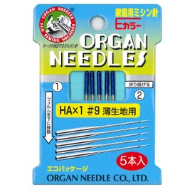 オルガン針 ORGAN NEEDLES 家庭用ミシン針Eカラー HA×1 #9 薄生地用