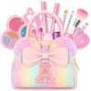Kids Washable Makeup Kit for Girls, 17 Pcs Non Toxic