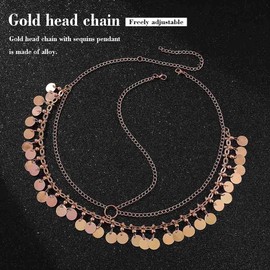 Edary Boho Gold Head Chains Sequins Bridal Headdress Tassel Headband Festival Hair Accessories for Women and Girls