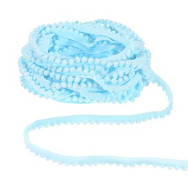 M METERXITY 1-Pack Pom Pom Ball Fringe Trim, 10 Yards 5mm Ball Fringe Trim Ribbon Sewing Accessory for Home Decoration/DIY Crafts/Curtain/Pillow [Azure]