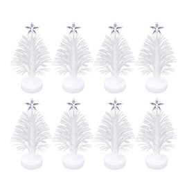 Toddmomy 8pcs Tabletop Mini LED Fiber Optic Christmas Tree With Star Topper Ornaments Christmas Table Decorations Centerpieces