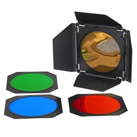 ayex Studio Barn Door Set - Large Barn Door with Honeycomb Attachment and Colour Filters