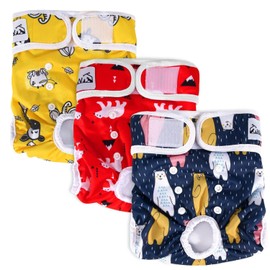 SlowTon Washable Dog Diapers Female - 3 Pack No Leak Reusable Doggie Puppy Diaper with Adjustable Buttons, Comfortable Female Dog Diapers for Heat Cycle Period Small Medium Large Dogs (XL)